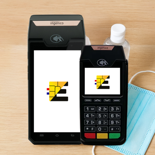 Lecteur Pinpad Ingenico Desk 1700 L'image montre un terminal de paiement fixe Ingenico DX4000 accompagné de son PIN pad déporté, le Ingenico Desk 1700. Ils sont mis en scène avec un masque chirurgical et du gel hydroalcoolique pour illustrer le thème de la sécurité sanitaire. Le texte à droite, titré 'Un PIN pad client additionnel pour plus d'hygiène' (surligné en jaune), présente le PINPAD Ingenico Desk 1700 comme une solution pour 'éviter à votre clientèle de toucher votre TPE'. Il explique que ce dispositif permet de 'séparer les interfaces de paiement' : le client utilise son propre terminal tandis que le commerçant manipule le sien. Cette séparation 'limite considérablement la transmission de germes' et bactéries. Le texte recommande ce dispositif pour maintenir des 'normes d'hygiène élevées', particulièrement dans les secteurs de la 'restauration et de l'alimentaire'