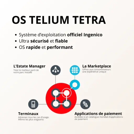 15 milliards de transactions/an : la puissance et la sécurité Telium TETRA éprouvées par 65% des TPE français Système d'exploitation Telium TETRA d'Ingenico pour terminal Desk 5000 avec sécurité PCI DSS et processeur ARM TrustZone