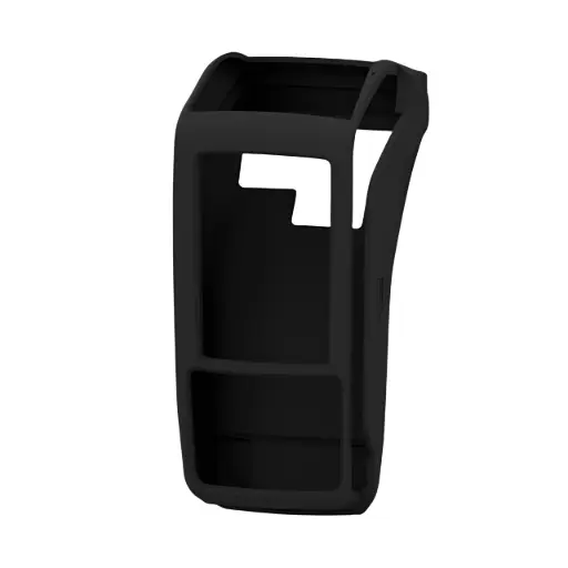Coque de protection en silicone noire ajustée sur un TPE Ingenico Move 5000, conçue pour absorber les chocs et préserver l'appareil en cas de chute accidentelle.