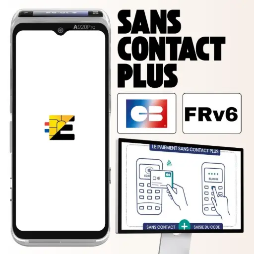 Cette image montre comment le PAX A920 Pro ICONIC, en tant que terminal haut de gamme, optimise l'efficacité en caisse grâce au 'Sans contact plus'. Déverrouillée par la norme monétique FRv6, cette fonctionnalité majeure vous permet de gagner un temps précieux. Le principe, illustré par le schéma, est simple : même pour un paiement supérieur à 50 €, le client présente simplement sa carte au terminal, qui demande alors uniquement la saisie du code PIN. Fini le temps perdu à insérer la carte dans le lecteur. En rendant chaque transaction de montant élevé plus rapide et plus fluide, le PAX A920 Pro ICONIC vous permet d'offrir une expérience d'achat résolument moderne, d'améliorer la satisfaction client et de simplifier votre quotidien.