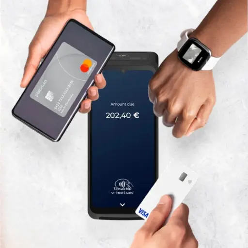 Castles Technology, leader européen du paiement. Équipez-vous dès aujourd'hui. Paiement sans contact avec TPE Castles S1F4 PRO, carte Visa et montre connectée