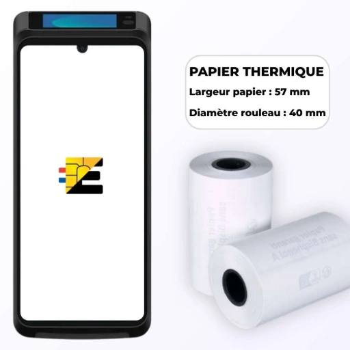 Compatible avec les bobines de papier thermique standard Bobines thermiques 57 mm compatibles TPE Castles S1F4 MAX DUO, papier sans Bisphénol A