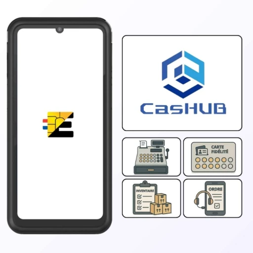 Gérez votre commerce avec CasHUB sur le S1E4 Pro. Ecosystème CasHUB Castles sur S1E4 Pro : caisse, fidélité, inventaire, prise de commande Android