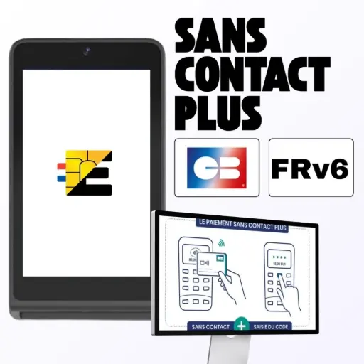 Dépassez la limite des 50 € sans contact. Equipez-vous du S1 MINI2 dès aujourd'hui TPE S1 MINI2 Sans Contact Plus FRv6, paiements au-delà de 50 euros certifiés CB, compatible BNP