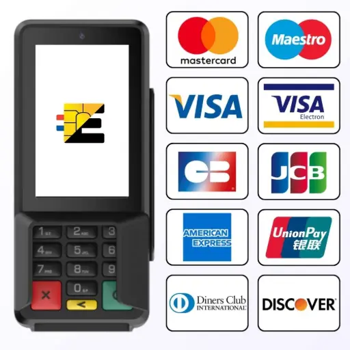 Acceptez toutes les cartes de paiement avec le S1P2. Demandez un devis ! Pinpad Castles S1P2 compatible Visa, Mastercard, CB, JCB, Amex, UnionPay et Discover