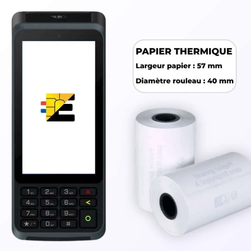 Bobines thermiques 57 mm pour S1F4 K : commandez les consommables certifiés TPE Castles S1F4 K avec bobines de papier thermique 57 mm diamètre 40 mm compatibles pour imprimante intégrée