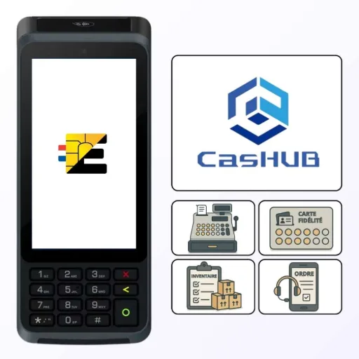 CasHUB, la plateforme Android du S1F4 K : explorez toutes les applications disponibles TPE Castles S1F4 K et écosystème CasHUB Android : gestion de caisse, fidélité, inventaire et prise de commande