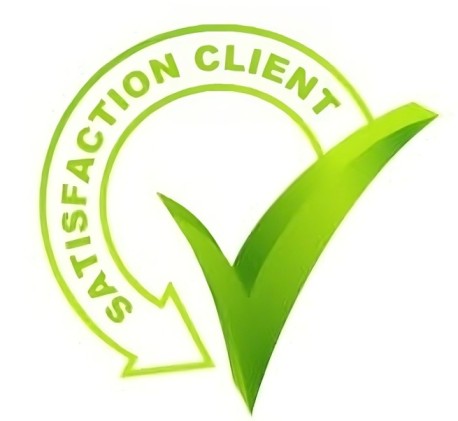 E-MONÉTIQUE : terminal de paiement sans engagement, satisfaction client garantie Logo satisfaction client E-MONÉTIQUE avec coche verte pour TPE sans abonnement ni engagement