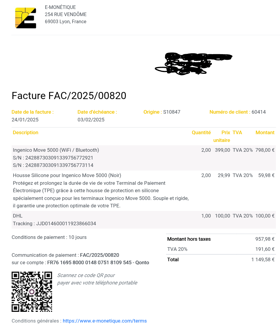 Paiement facture par QR Code de virement SEPA Paiement facture par QR Code de virement SEPA
